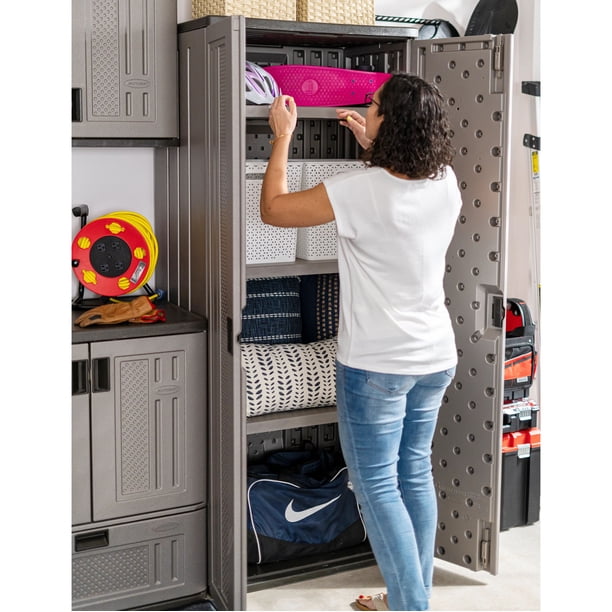 Suncast 3-Shelf Resin Base Garage Cabinet Locker, Gray - Walmart