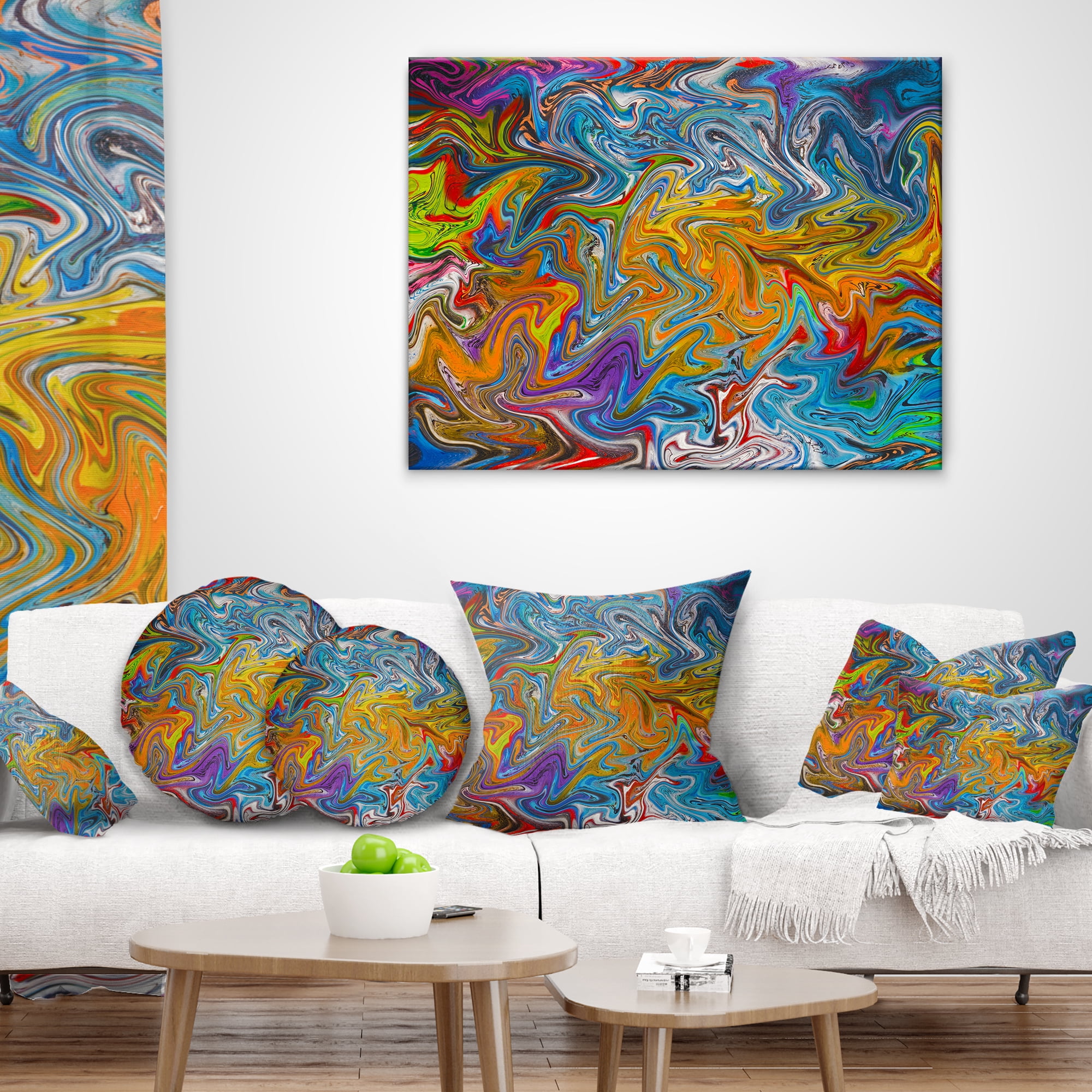 Designart Fractal Flowing Colors - Contemporary Throw Pillow - 18x18