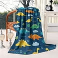 thumbnail image 2 of DarkBlue Cartoon Dinosaurs Leaves Clouds Pattern Blanket,Comfortable Soft Flannel Throw Blanket,All Season,Warm Lightweight Blankets for Sofa Bed Couch Living Room Chair,60"x80", 2 of 4