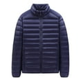 thumbnail image 2 of Hogleaql Men's Plus Size Thermal Puffer Jacket Coat Zipper Long Sleeve Thermal Quilted Cotton Coat Stand Collar with Pockets Loose Fit Solid Color Soft Insulated Winter Dressy Jacket Outfits Navy 2XL, 2 of 3