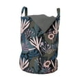 thumbnail image 1 of Floral Laundry Bag, Abstract Tropical Nature Full of Exotic Foliage Leaves and Flower Look Dots Artwork, Basket with Handles Drawstring Closure for Laundromats, 13" x 19", Multicolor, by Ambesonne, 1 of 4