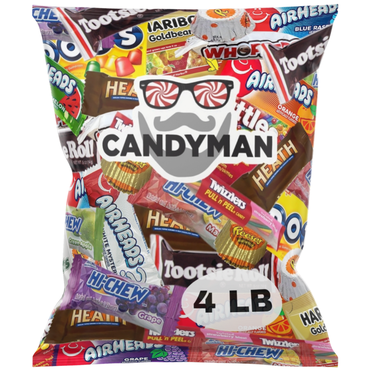 CANDYMAN (4 LB) Chocolate & Candy Bundle with Fun and Mini Sized Mixed Individually Wrapped Treats