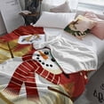 thumbnail image 3 of Winter Snowman with Scarf Throw Flannel Blanket 50x80In Merry Christmas Tree Red Gift Leaf Super Soft Cozy Bed Blanket, Lightweight Plush Fuzzy Bed Throw for Bedroom Sofa Couch Living Room, 3 of 4