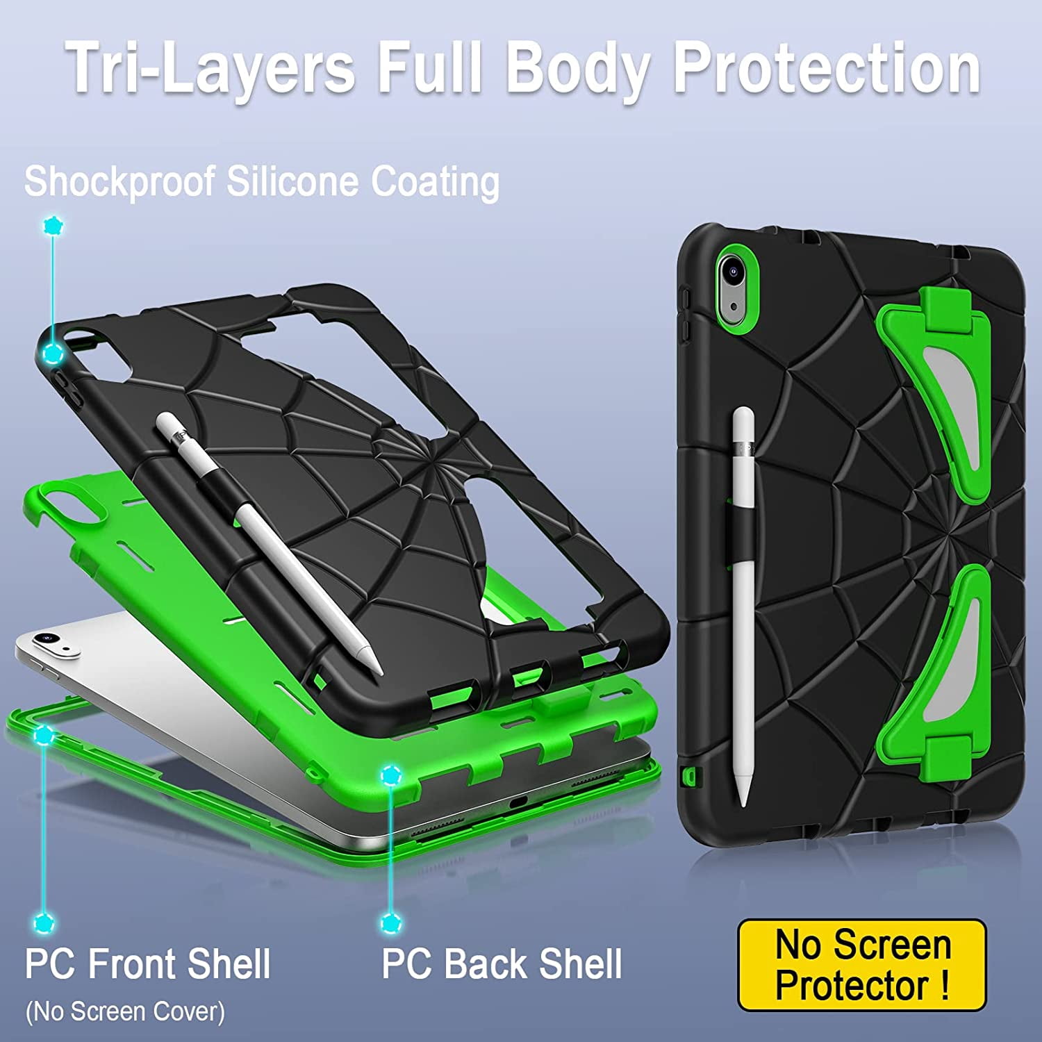 REQO iPad 10th Generation Case 2022, Kids Friendly iPad 10.9 Case with Kickstand Shoulder Strap Pencil Holder, Heavy Duty Protective Case for iPad 10th Generation 2022 Release, Black Shamrock