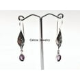 thumbnail image 2 of Solid 925 Sterling Silver Leaves Dangle Drop Earrings For Women, Natural Amethyst Faceted Oval Gemstone Unique February Birthstone Earrings, 2 of 3