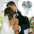 thumbnail image 5 of QccHieUs Wedding Bouquet Bridal Bouquet Artificial Roses Bride Holding Flowers Artificial Blue White, 5 of 8