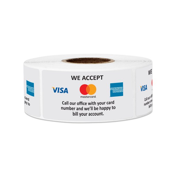 2" x 1" We Accept Visa, Mastercard & American Express Stickers Labels for Reail, Restaurants etc