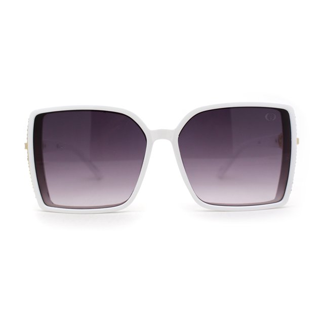 Lunettes de Soleil Diva Luxueuses pour Femmes Papillon Strass Bling Blanc Fumée