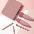 thumbnail image 4 of 1 Set Chic Pink Makeup Brush Set - Mirror Compact, 5pcs Soft Bristles Versatile for Blush Eye Foundation, 4 of 6