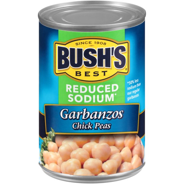 BUSH'S Reduced Sodium Garbanzo Beans, Plant Based Protein, Canned