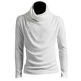 thumbnail image 2 of Chic Men Solid Color Heap Collar Long Sleeve Pullover Bottoming Top Slim T-shirt, 2 of 8