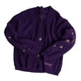 thumbnail image 3 of Curuila Women Sweater V Neck Knitted Solid Color Long Sleeve Comfortable Loose Autumn Winter Cardigan Purple Size 3Xl, 3 of 3