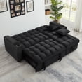 thumbnail image 3 of Lunale 84" Convertible Sectional Sofa with Storage Chaise, L-Shaped Sleeper Sofa for Living Room , Black Velvet, 3 of 5