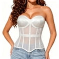thumbnail image 4 of cocolona Mesh Corset Tops for Women Solid Color Cincher Waist Push Up Renaissance Overbust Corset, 4 of 7
