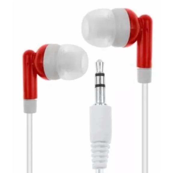 YANI- Bulk Lot Of 25 Red/White 3.5Mm Headphones / Earbuds / Great For Kids / Schools