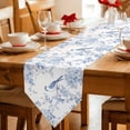 thumbnail image 2 of Blue White Flowers Table Runner Linen Burlap Table Runner 120 Inches Long Spring Summer Floral Botanical Dresser Scarves for Kitchen Island Coffee Dining Party Wedding Banquet Holiday Decor 13"x120", 2 of 8