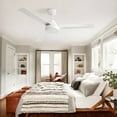 thumbnail image 3 of 52" White Ceiling Fan Without Light, Remote Control 6-Speed Reversible DC Motor, 3 ABS Blades Farmhouse Fan for Living Room, Bedroom & Kitchen, 3 of 8