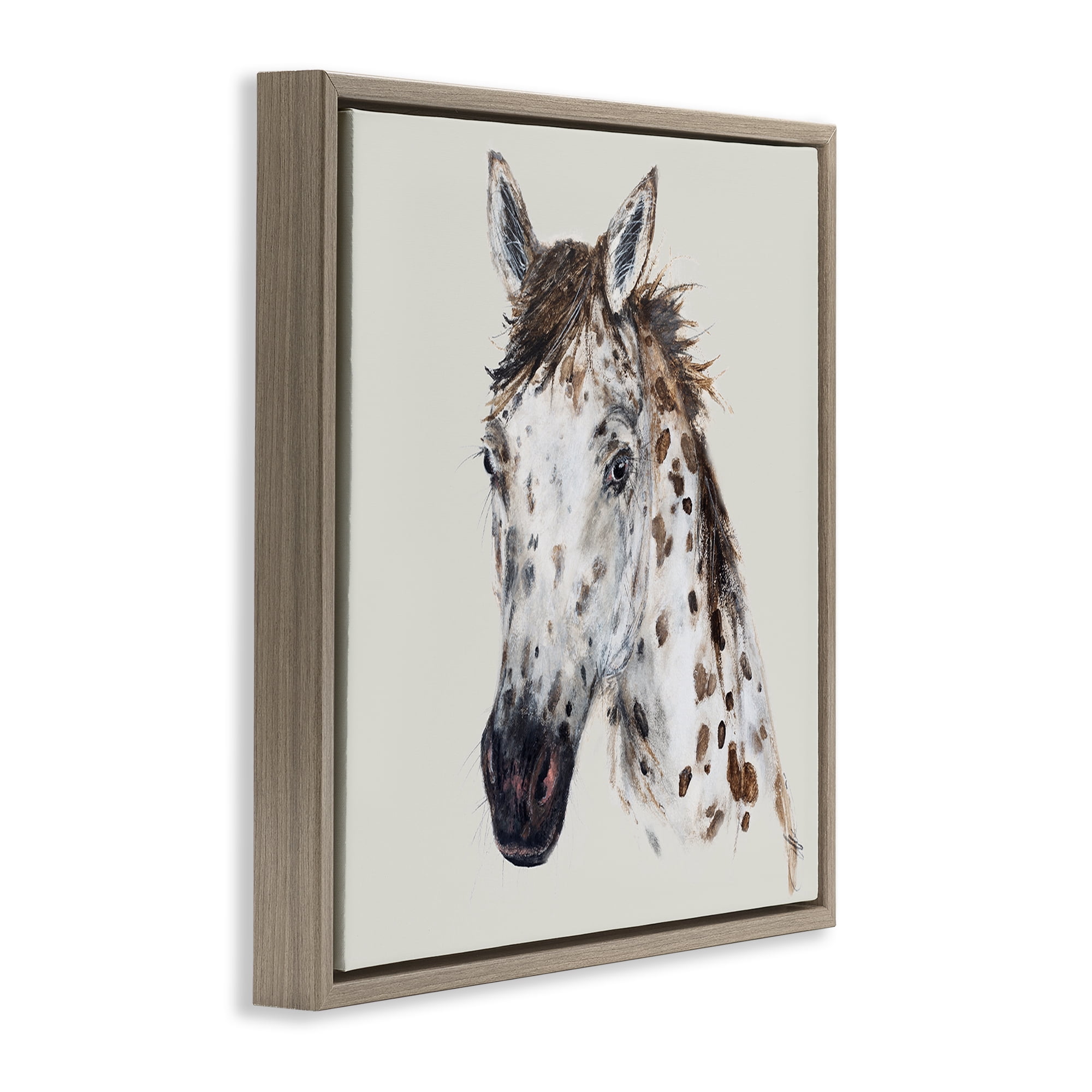 Stupell Industries Charming Spotted Horse Animals Painting Brown Floater Framed Canvas Art Print Wall Art, 25 x 25