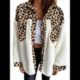 thumbnail image 1 of Chaqueta de Franela Abotonada de para Mujer, con Solapa Afelpada, Larga, Blusa A Cuadros, Otoño Estampado de Leopardo L, 1 of 6