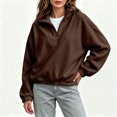 thumbnail image 2 of Diufon Fleece Quarter Zip Women Mock Neck Cuffed Long Sleeve Cozy Warm Pullover Fall Winter Thermal Sweatshirts, 2 of 11