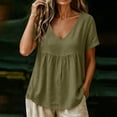 thumbnail image 3 of Ankola Womens Tops Casual V Neck Short Sleeve T Shirts Babydoll Loose Fit Peplum Tops, 3 of 6