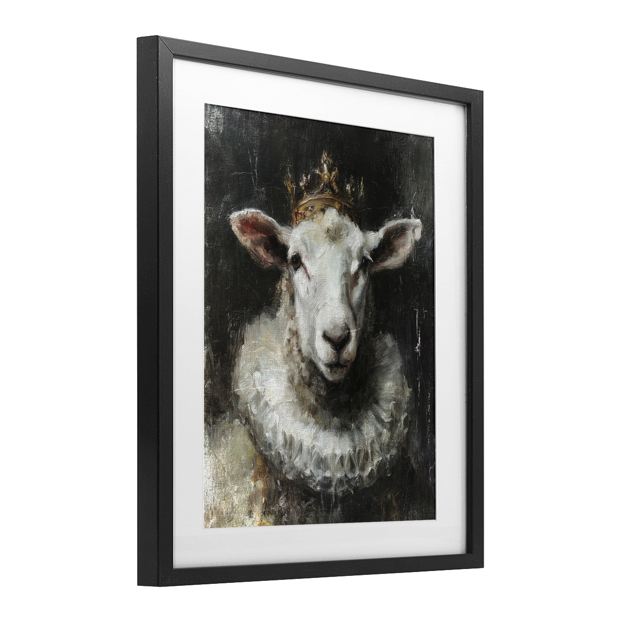 Stupell Industries Crowned Sheep Portrait Black Framed Print Under Glass, design by Svetlana Aleynikova