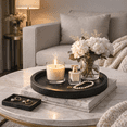 thumbnail image 5 of DBOZE Modern Round Decorative Tray, 10 Inch Coffee Table Tray for Candles, Perfume, Skincare and Home Decor, Minimalist Vanity Organizer Tray, Matte Black, 5 of 5