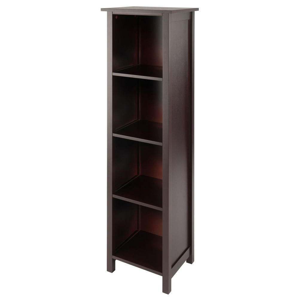 Winsome Wood Milan 4Section Tall Storage Shelf, Narrow, Walnut Finish