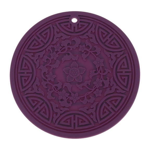 Unique Bargains 1 Pc Carved Flower Silicone Coaster Purple
