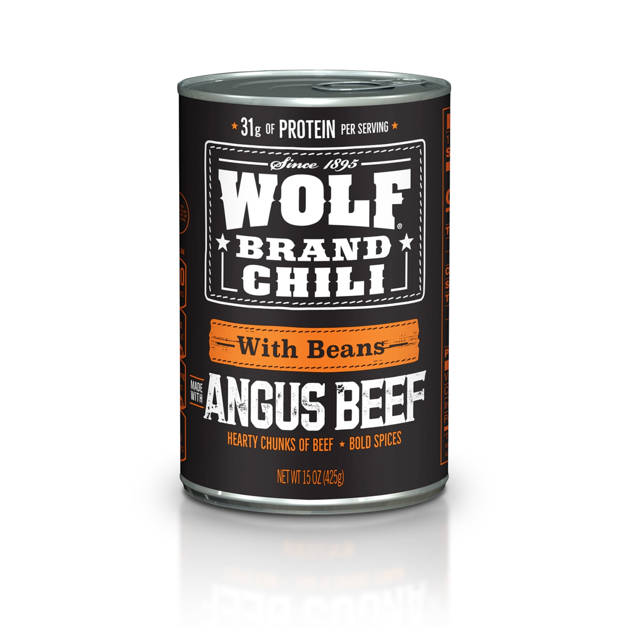 (12 pack) Wolf Brand Angus With Beans Chili, 31g Protein Per Serving, 15 oz. Can