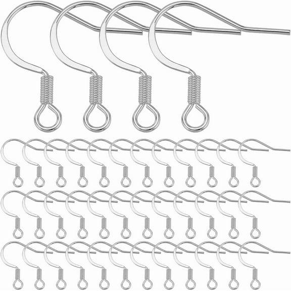 1 Box 100Pcs Stainless Steel Earring Hooks Hypoallergenic Earring Fin Bulk Silver Tone French Earring Hooks with Openable Loops Fish Hook Ear Wires for Jewelry Making Kits DIY Supplies