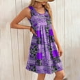 thumbnail image 4 of XVJRHAK Women's Floral Camouflage Print Spring and Summer Loose Round Neck Suspender Sleeveless Vest Pocket Dress (Purple,XL), 4 of 5