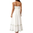thumbnail image 3 of Bellella Robe d'Été de Plage pour Femme, Robe Maxi Bohème à Bretelles Spaghetti, Ample, Sans Manches, Évasée, Vert + Blanc, P, 3 of 4