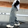 thumbnail image 7 of GiLiling Y2K Baggy Jeans for Kids Boys Girls, Vintage Wash Wide Leg Denim Pants, High Elastic Waist Casual Streetwear (Blue, 9-10 Years), 7 of 7