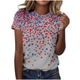 thumbnail image 2 of Xdegoge 4th Of July Tops for Women Patriotic Shirts USA American Flag Stars Print Crewneck Short Sleeve Casual Loose Fit Lightweight Summer Holiday Graphic Tees, 2 of 7
