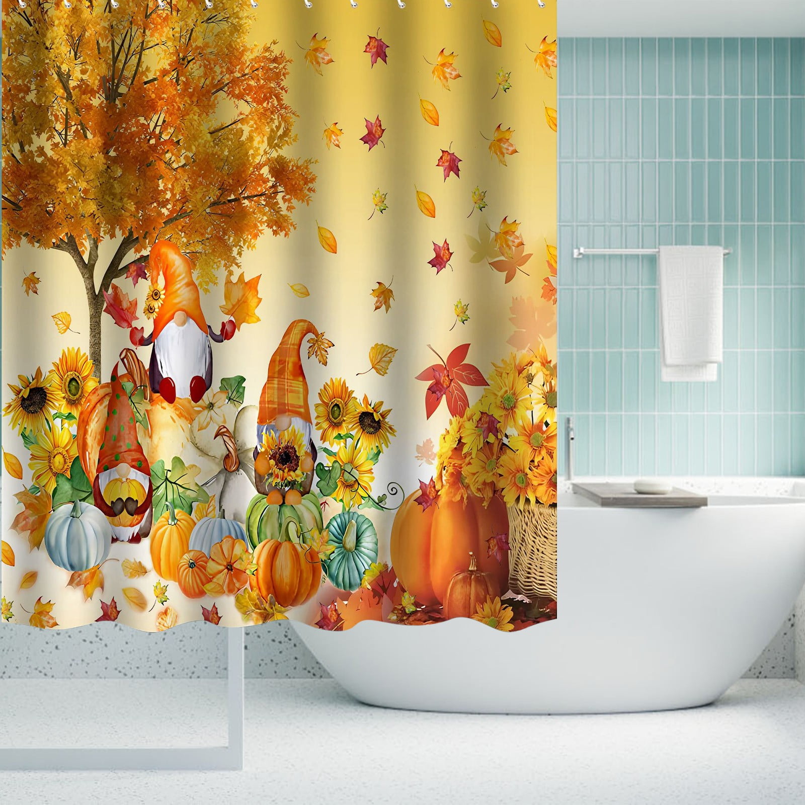 (Clearance) pdqouc Shower Curtain Colorful Bathroom Curtains,Floral Fabric Polyester Printed Waterproof Washable Modern Curtain Rustic Home White Shower Curtain for Spring Summer 70.8 x 70.8 Inch