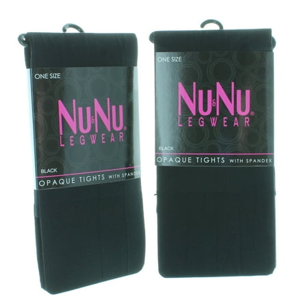 2 Pairs NuNu Black Opaque Tights One Size Ladies Winter Legwear