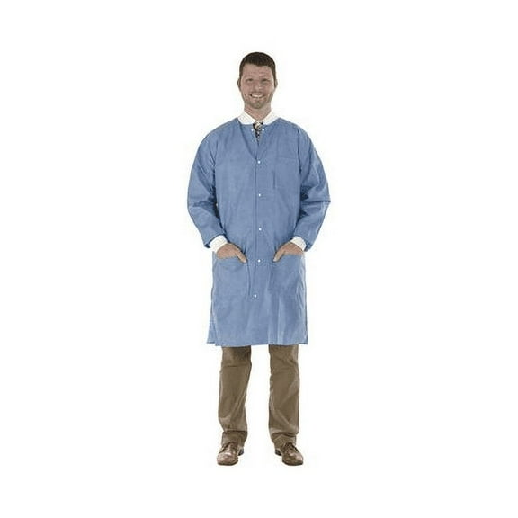 Medicom 8107-C SafeWear High Performance Lab Coats SMS Fabric Deep Blue Large 12/Pk
