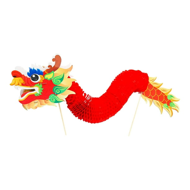 Guirnalda de Dragón de papel chino 3D mayimx para actividades de niños y padres de guardería de año Nuevo Rojo