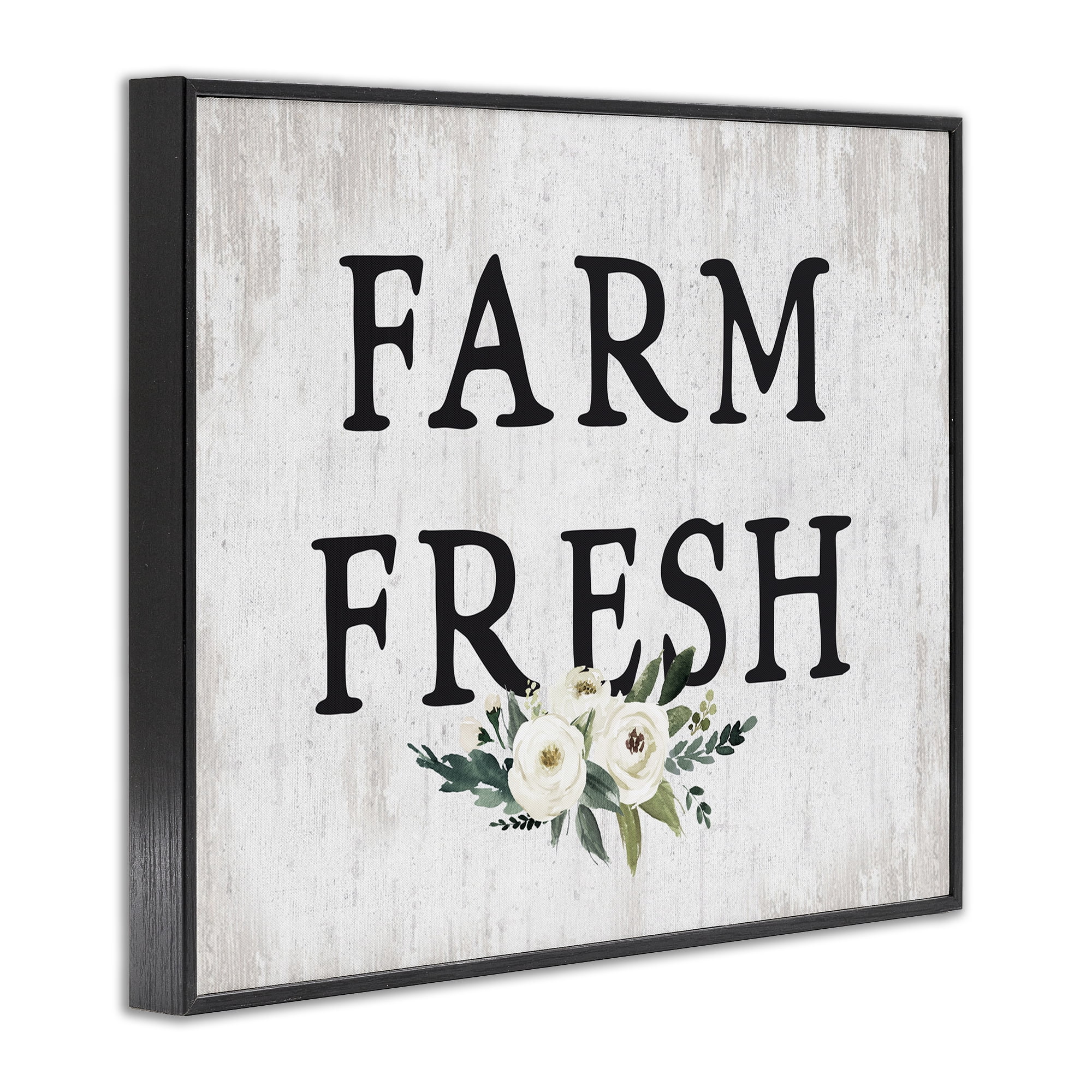 Stupell Industries Farm Fresh with Roses Botanical & Floral Painting Black Framed Art Print Wall Art, 14 x 11