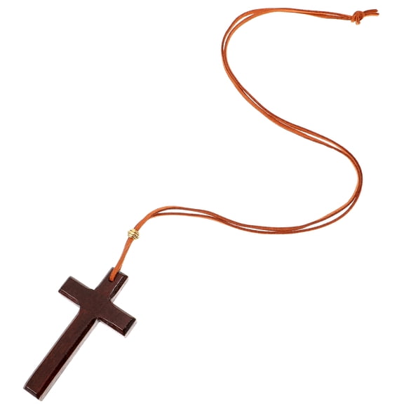 Raindrops Wooden Cross Hanging Pendant for Car Mirror Decor with Black Thread 1 Piece
