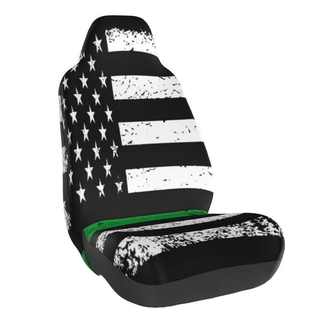 Wukai American Flag Full Set Car Seat Covers with Soft Padding Universal Auto Front Seats Protector and Cushion Mat