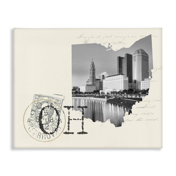 Stupell Industries Victorian Ohio Black and White Photograph on Cream Paper Postcard Canvas Art, 30 x 24, by Lil' Rue