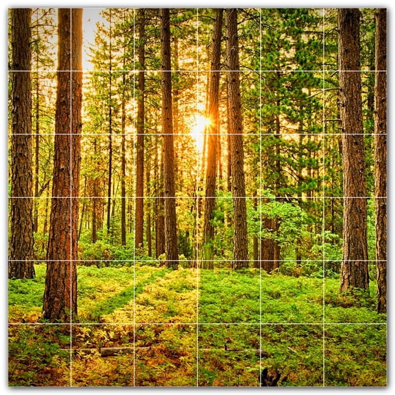 Picture-Tiles.com: Trees Ceramic Tile Wall Mural WAL501041-66L. 48"W x 48"H using (36) 8" x 8" Ceramic Tiles-Satin Finish
