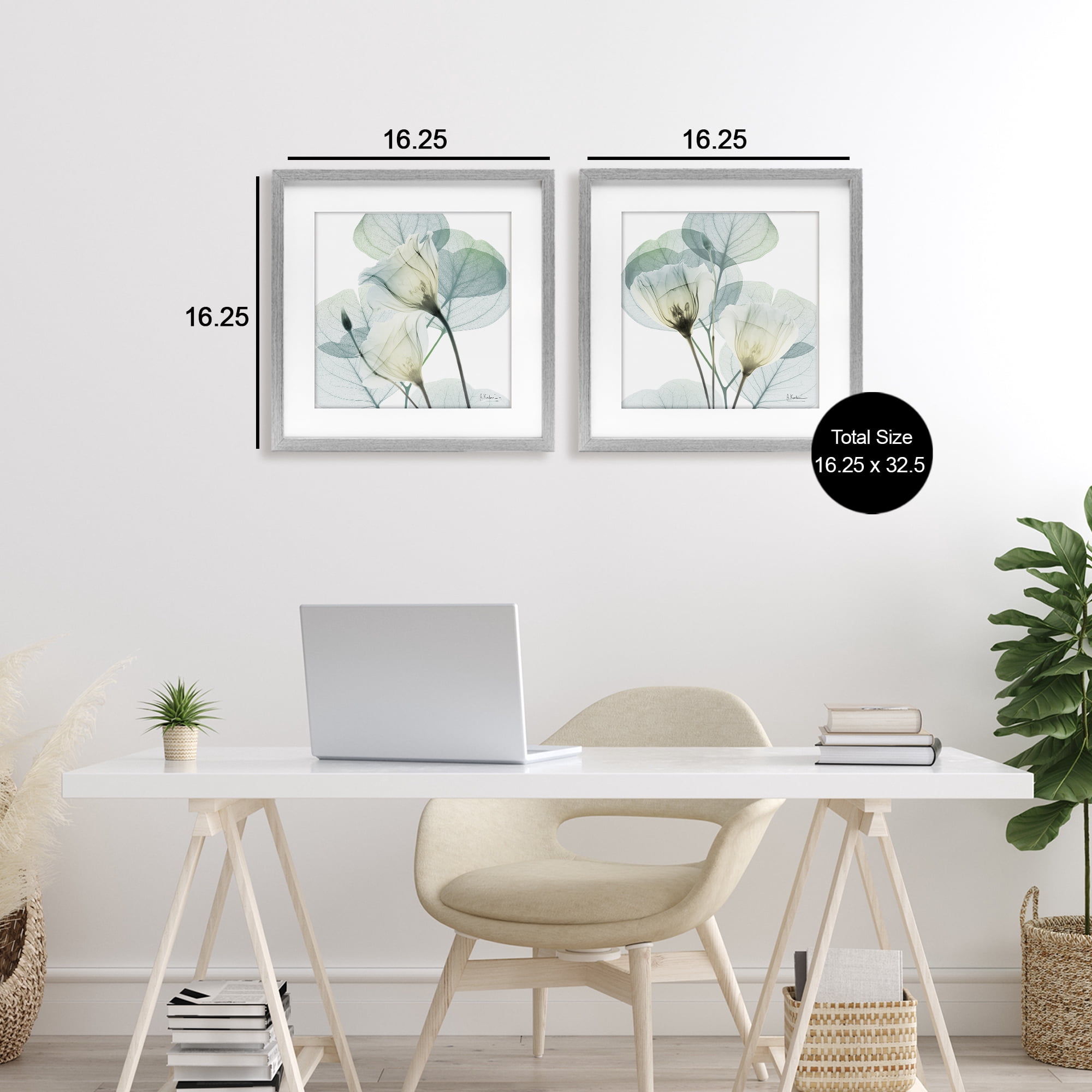 Stupell Industries Divine Fate Flowers 2 Piece Gray Framed Print Under Glass Set, design by Albert Koetsier