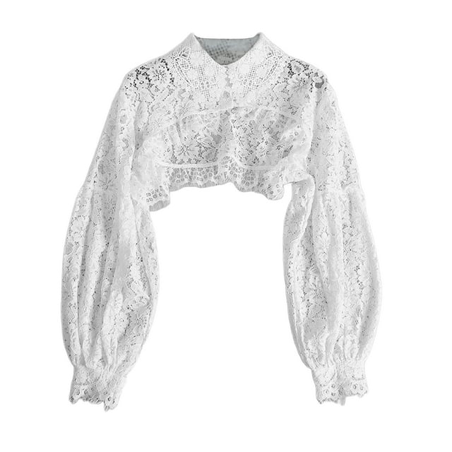 Blusa Blanca Con Cuello Falso Para Mujer, Camisa Desmontable Vintage, Decoración Falsa Sunnimix Collar falso de encaje floral para mujer