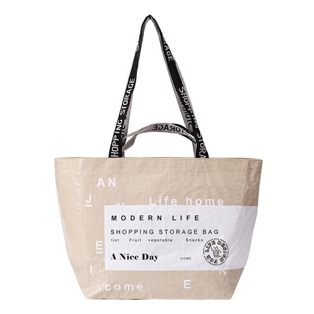 Bolsas de comestibles reutilizables, bolsa de transporte elegante plegable resistente con asas con letras, a prueba de salpicaduras, piel desnuda y amarilla