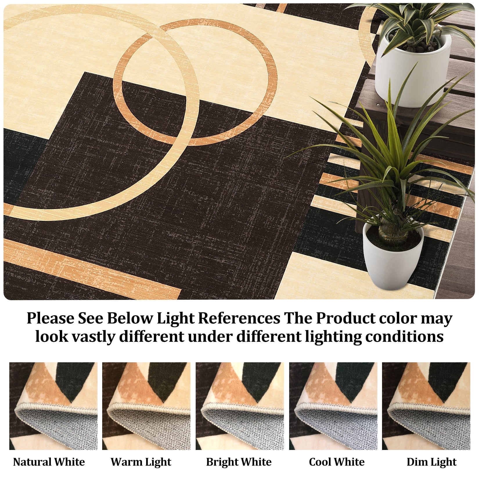 CAROMIO Large Modern Area Rug 9' x 12' Rugs for Living Room Abstract Geometrical Carpet, Brown