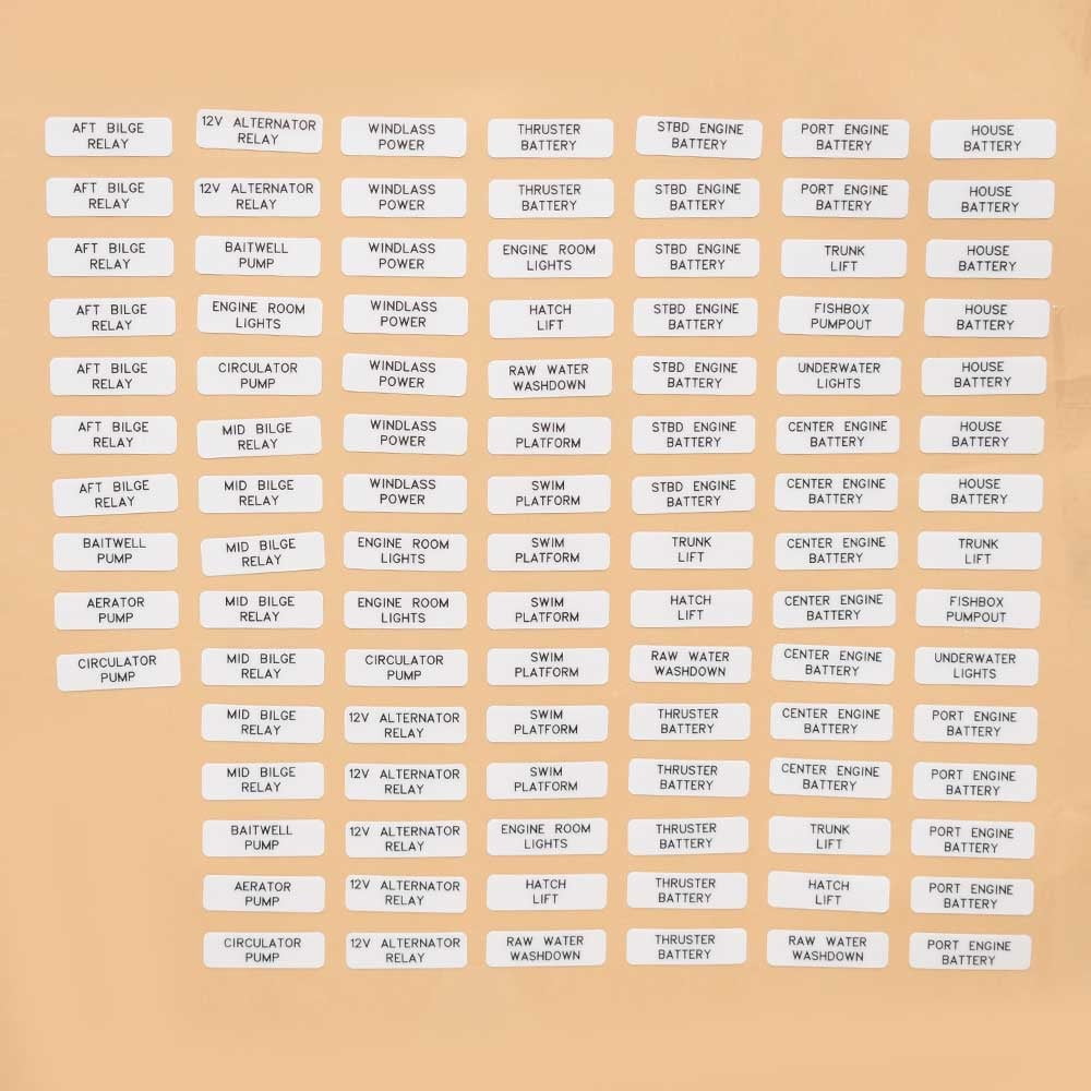 Tiara Boat Switch Panel Labels 3299870 Vinyl White (100 PC)