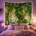 thumbnail image 2 of Tropical Plants Growing on Weathered Stone Wall, Serene Boho for Nature Enthusiasts, Botanical Wall Art, Housewarming Gift, Tapestry Wall Hanging for Living Room and Bedroom, 2 of 7